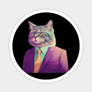 Vaporwave Cat Daddy in a Suit Magnet